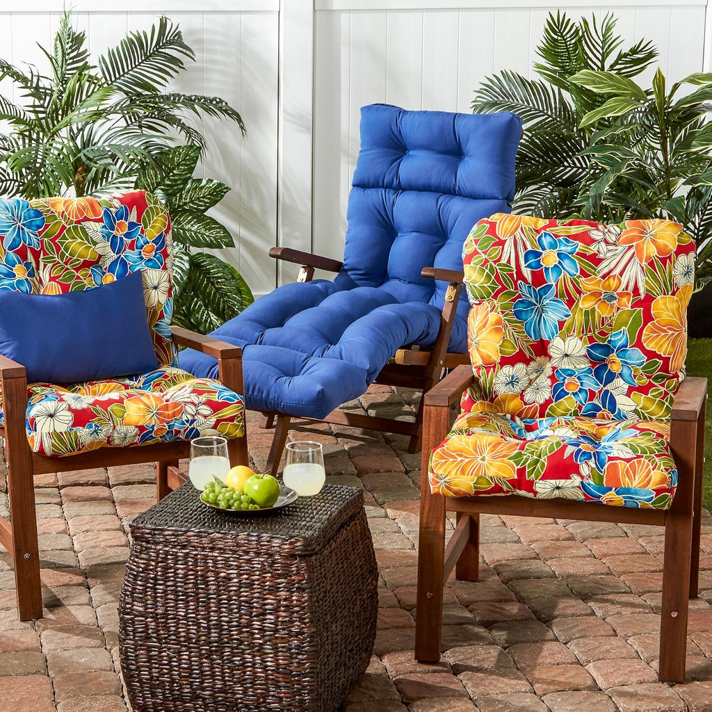 Greendale Home Fashions Outdoor 42x21-inch Seat/Back Chair Cushion (Set of 2), Aloha Crimson