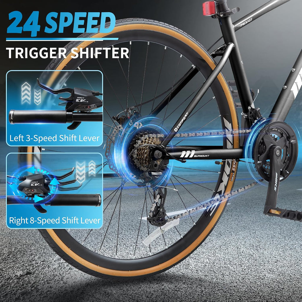 DEYGIA Hybrid Bike, 24-Speed 700C Wheel Hybrid Bicycle with Dual Disc Brakes, Trigger Shifting, Internal Wiring Frame, Lightweight City Commuter Bicycle for Men Women Adult, Multiple Colors