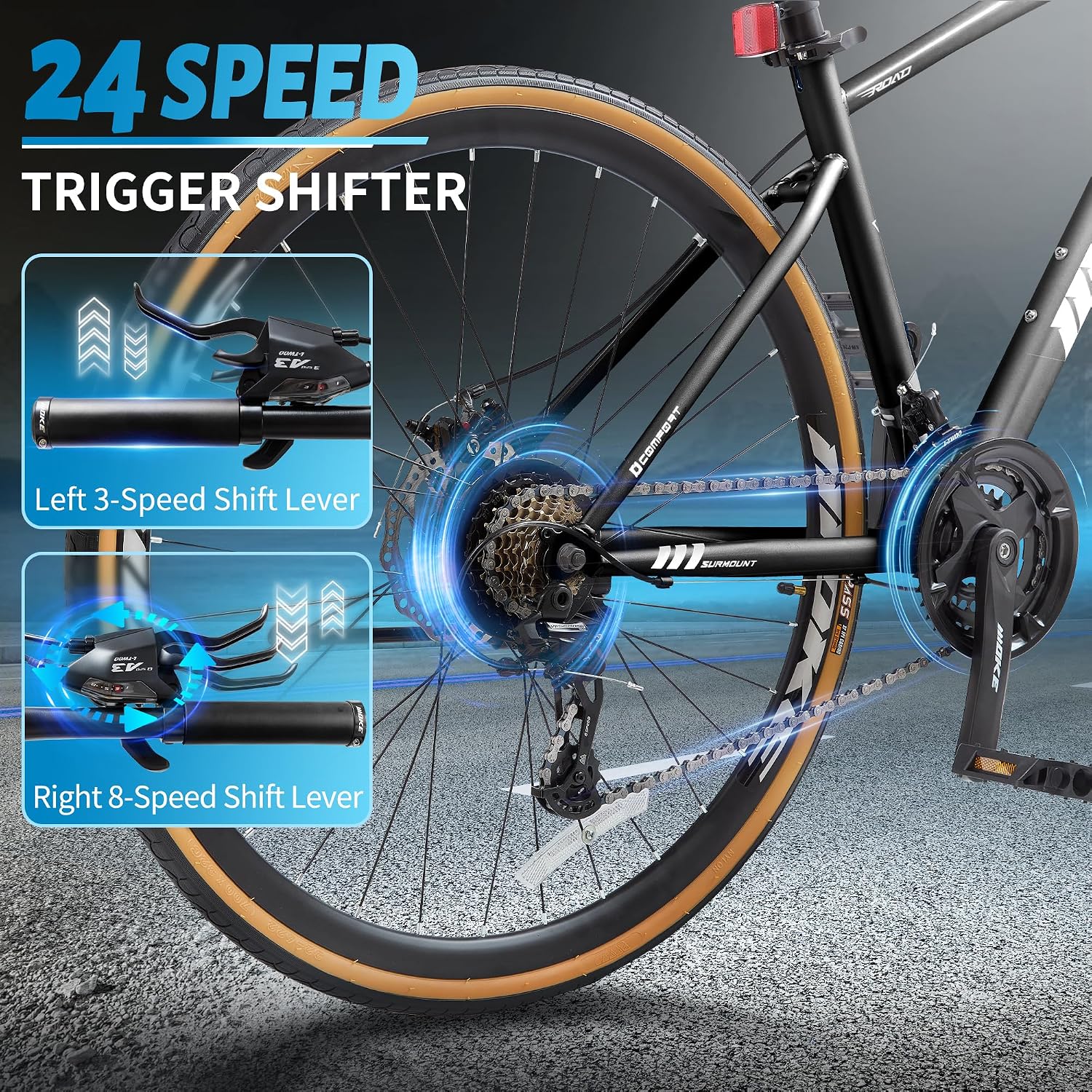 DEYGIA Hybrid Bike, 24-Speed 700C Wheel Hybrid Bicycle with Dual Disc Brakes, Trigger Shifting, Internal Wiring Frame, Lightweight City Commuter Bicycle for Men Women Adult, Multiple Colors