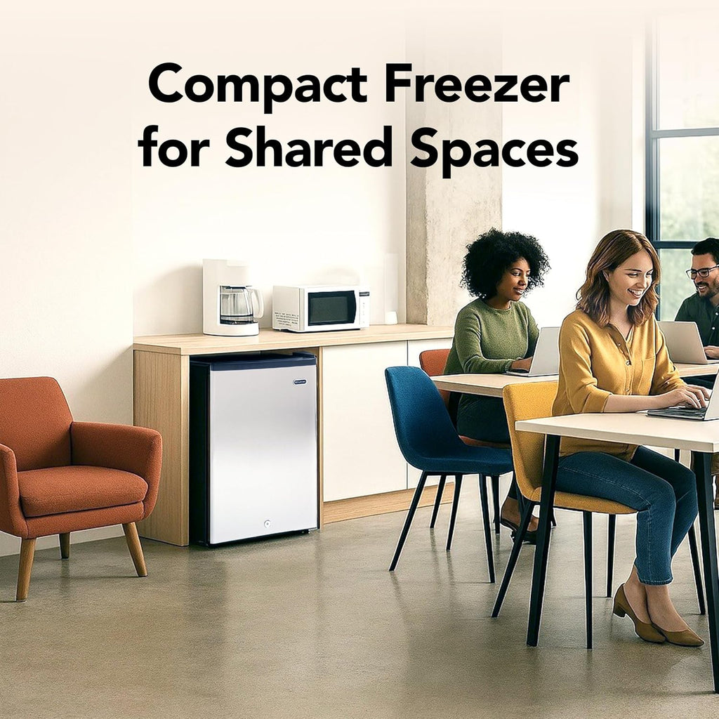 Whynter Upright Freezer with Lock, 2.1 Cu. Ft. Small Freezer Mini Freezer for Bedrooms, Dorms, Garages, Offices CUF-210SS, Stainless Steel Energy Star