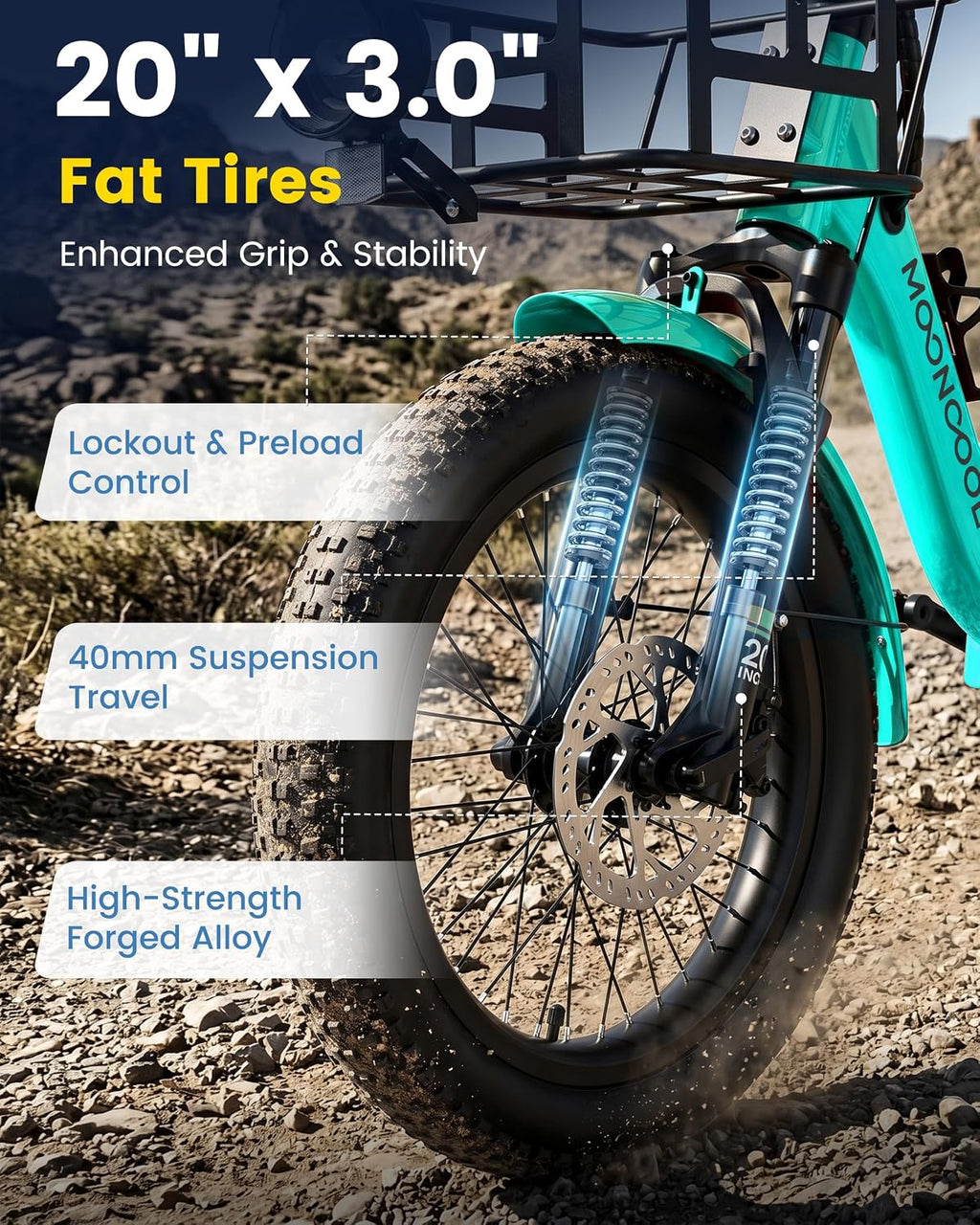 MOONCOOL Electric Trike for Adults, 500W/750W 48V Electric Tricycle for Adults, 20'x3.0' Fat Tire 3 Wheel Electric Bike, Folding Aluminum Adult Tricycle with Removable Battery