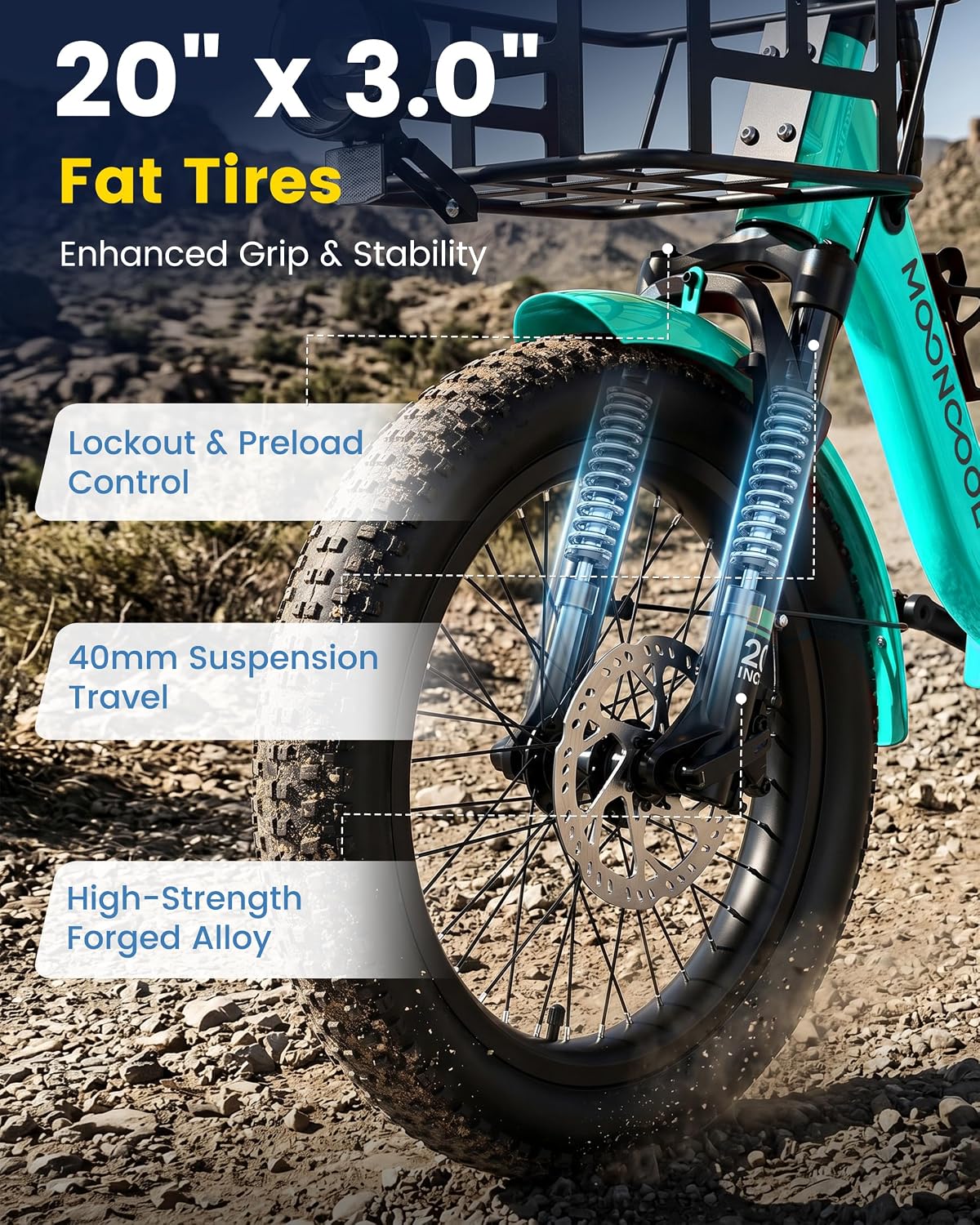 MOONCOOL Electric Trike for Adults, 500W/750W 48V Electric Tricycle for Adults, 20'x3.0' Fat Tire 3 Wheel Electric Bike, Folding Aluminum Adult Tricycle with Removable Battery