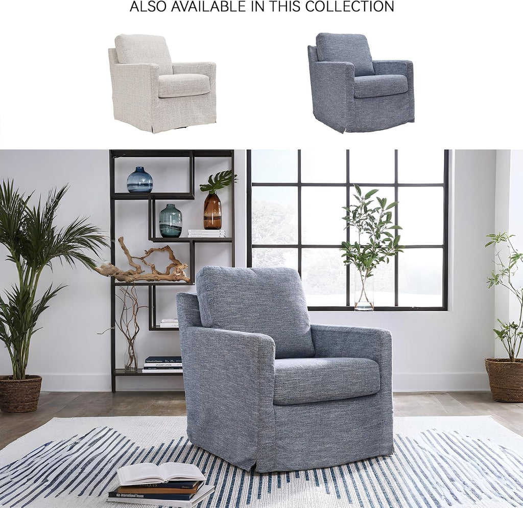Signature Design by Ashley Nenana Next-Gen Nuvella Casual UV Resistant Upholstered Swivel Glider Accent Chair with Removable Slipcover, Blue