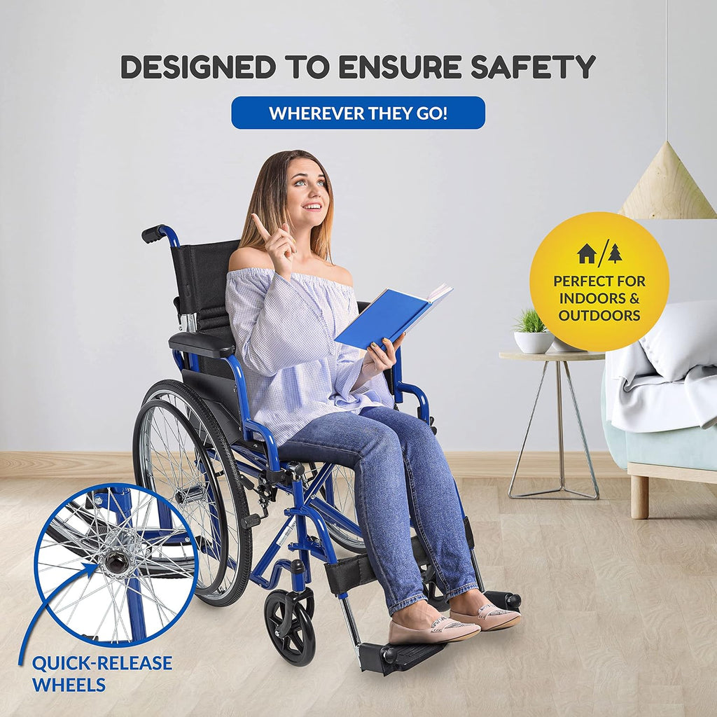 Ziggo 16' Seat Width Pediatric Wheelchair for Kids & Children, Lightweight, Manual Folding Wheelchair w/Safety Belt, Swing-Away Foot Support w/Straps, Desk Length Arm Rests