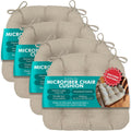 Barnett Home Decor Hayden Dining Chair Cushions with Ties, 16.5 x 18 Inches, Pack of 4 – Machine Washable, Made in USA, Reversible with Plush Latex Foam Fill for Comfortable Seating – Beige (Natural)