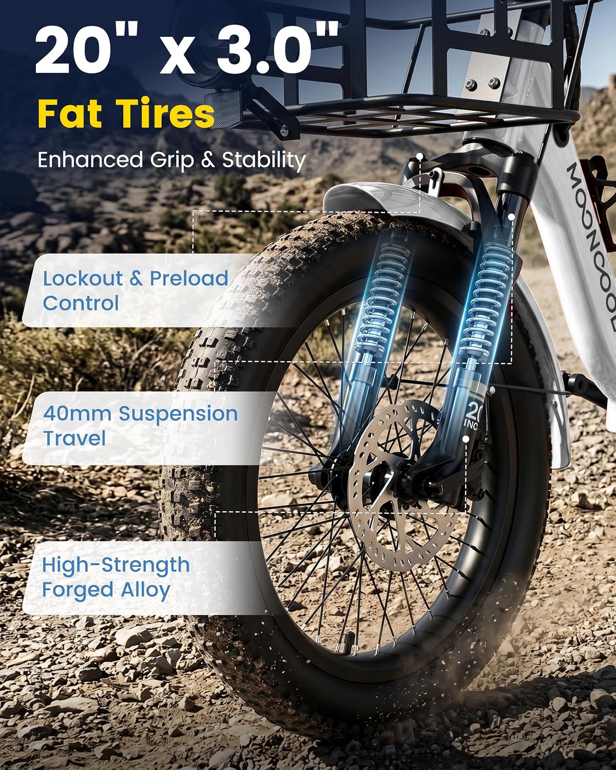 MOONCOOL Electric Trike for Adults, 500W/750W 48V Electric Tricycle for Adults, 20'x3.0' Fat Tire 3 Wheel Electric Bike, Folding Aluminum Adult Tricycle with Removable Battery