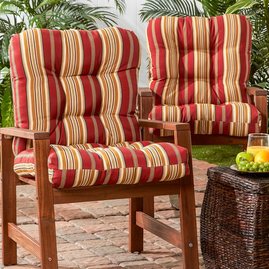Greendale Home Fashions Outdoor 42x21-inch Seat/Back Chair Cushion (Set of 2), Tuscan Stripe