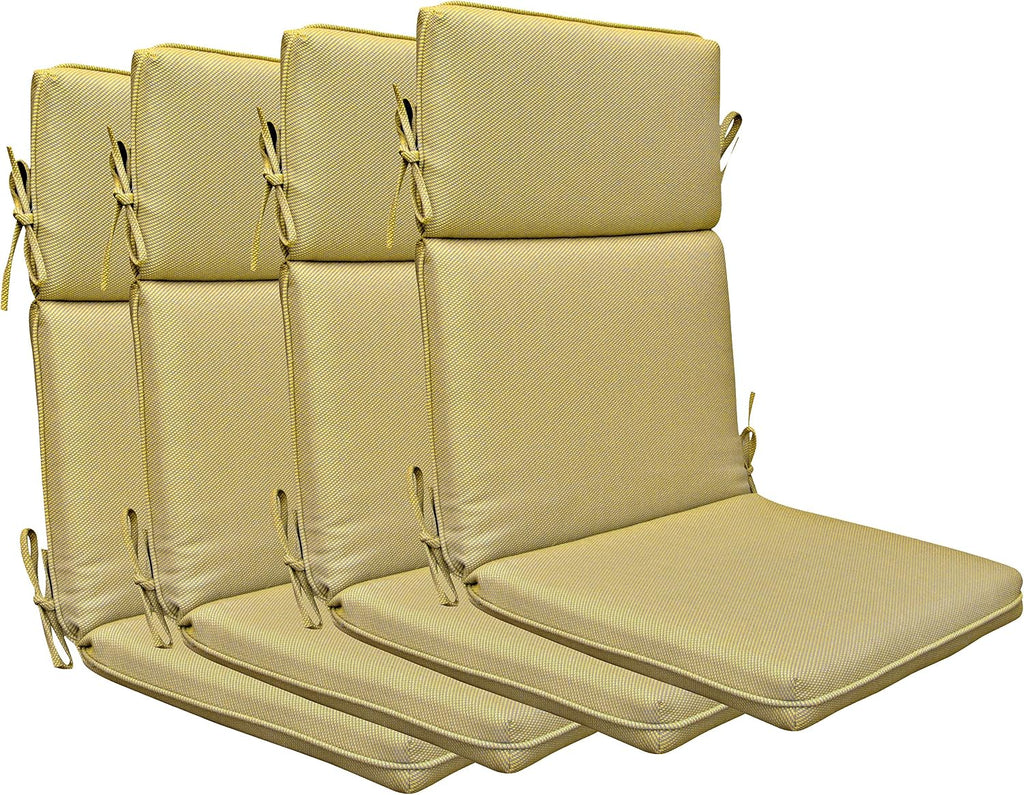 Indoor Outdoor High Back Chair Cushions Replacement Patio Chair Seat Cushions Set of 4 (Mixed Yellow/Grey)