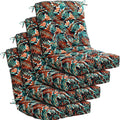 Barydat 4 Pcs Tufted High Back Chair Cushion Indoor Outdoor Seat and Back Cushions Palm Leaves Tropical Plants Lawn Rocking Chair Pads with Ties for Adirondack Patio Garden (Simple Style)
