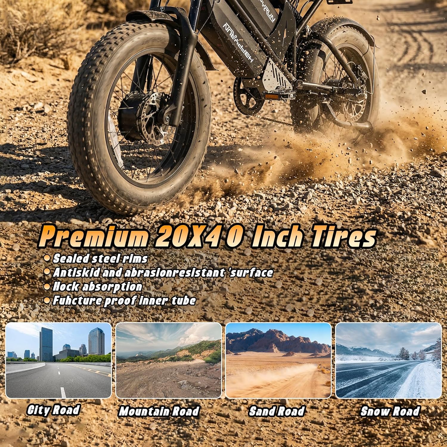 HAPPYRUN G70 Pro Dual Motor Electric Bike for Adults 5000 Peak Motor Removable Dual Battery All-Terrain 20' Fat Tire Ebike 36MPH 85+ Miles 38Ah Battery Hydraulic Disc Brake