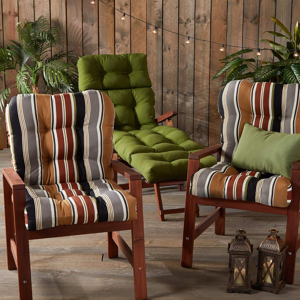Greendale Home Fashions Outdoor 42x21-inch Seat/Back Chair Cushion (Set of 2), Espresso Stripe