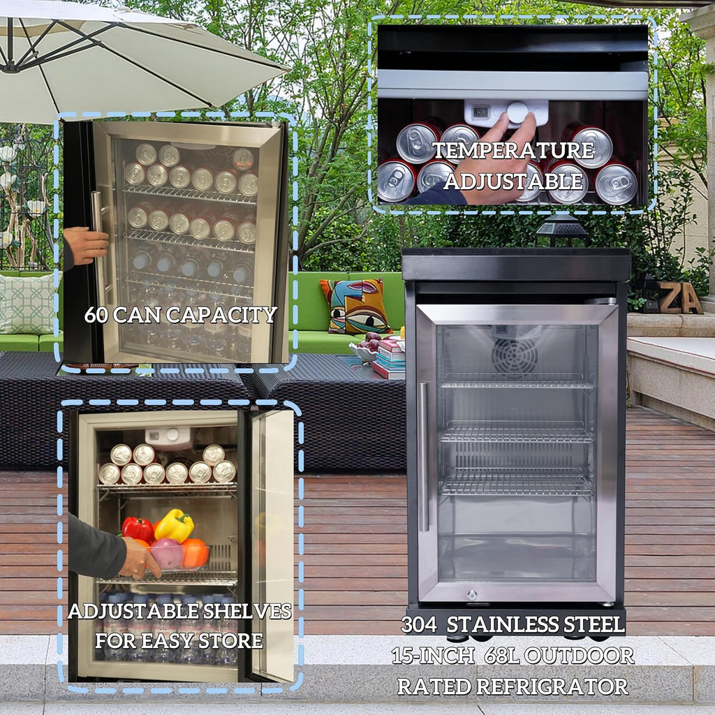104' Natural Gas Outdoor Kitchen Island - 46-Inch 4-Burner 72,000 BTU Deluxe Stainless Steel Grill Wine Cooler Compact Refrigerator Rotisserie Granite Countertops Stainless steel Sink,Black