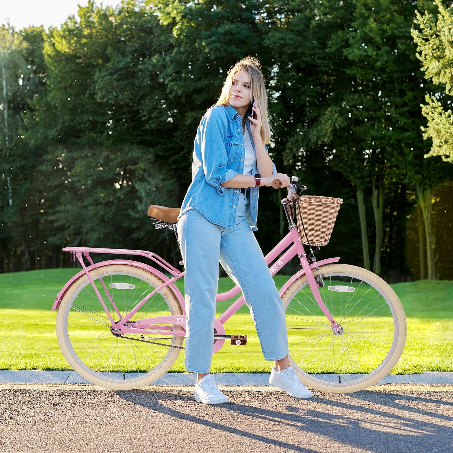 Girls Bike, 20/22/24 Inch Wheels, 1/7 Speed Kids Bike Cruiser Bike, Rear Cargo Rack for 7-14 Years Old Kids Bike, Multiple Colors