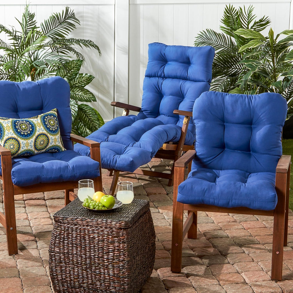 Greendale Home Fashions Outdoor 42x21-inch Seat/Back Chair Cushion (Set of 2), Blue
