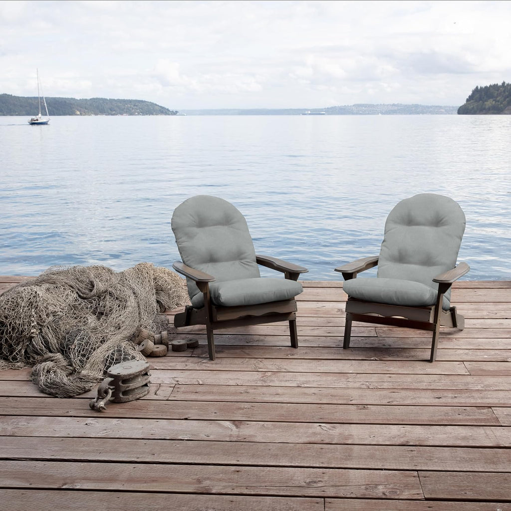 ARDEN Oceantex Indoor/Outdoor Plush Modern Tufted Adirondack Cushion, 2-Pack, 21.5 x 19, Water Repellent, Rain Proof, Fade Resistant Cushion For Rocking Chair Or Adirondack Pebble Gray