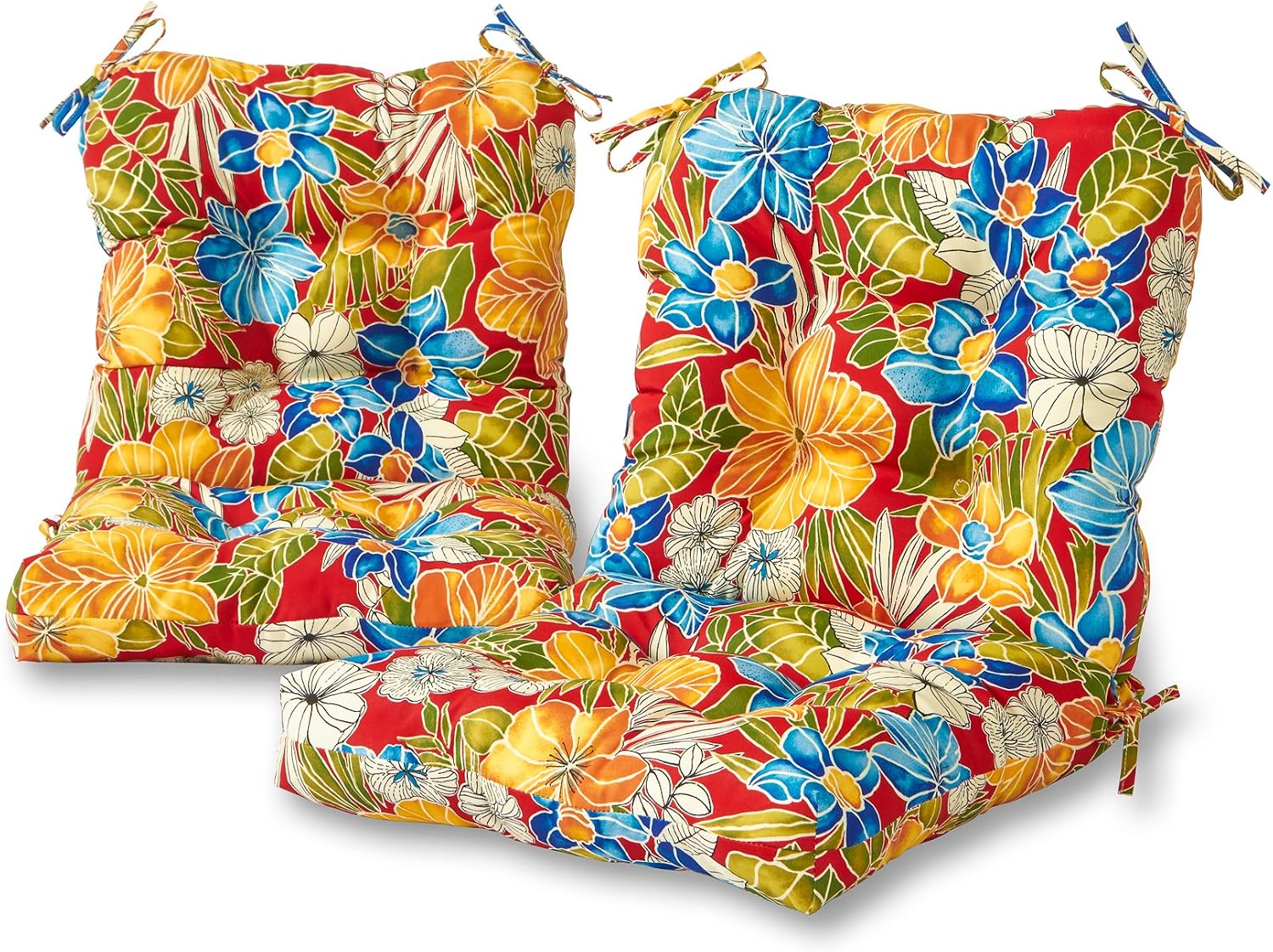 Greendale Home Fashions Outdoor 42x21-inch Seat/Back Chair Cushion (Set of 2), Aloha Crimson