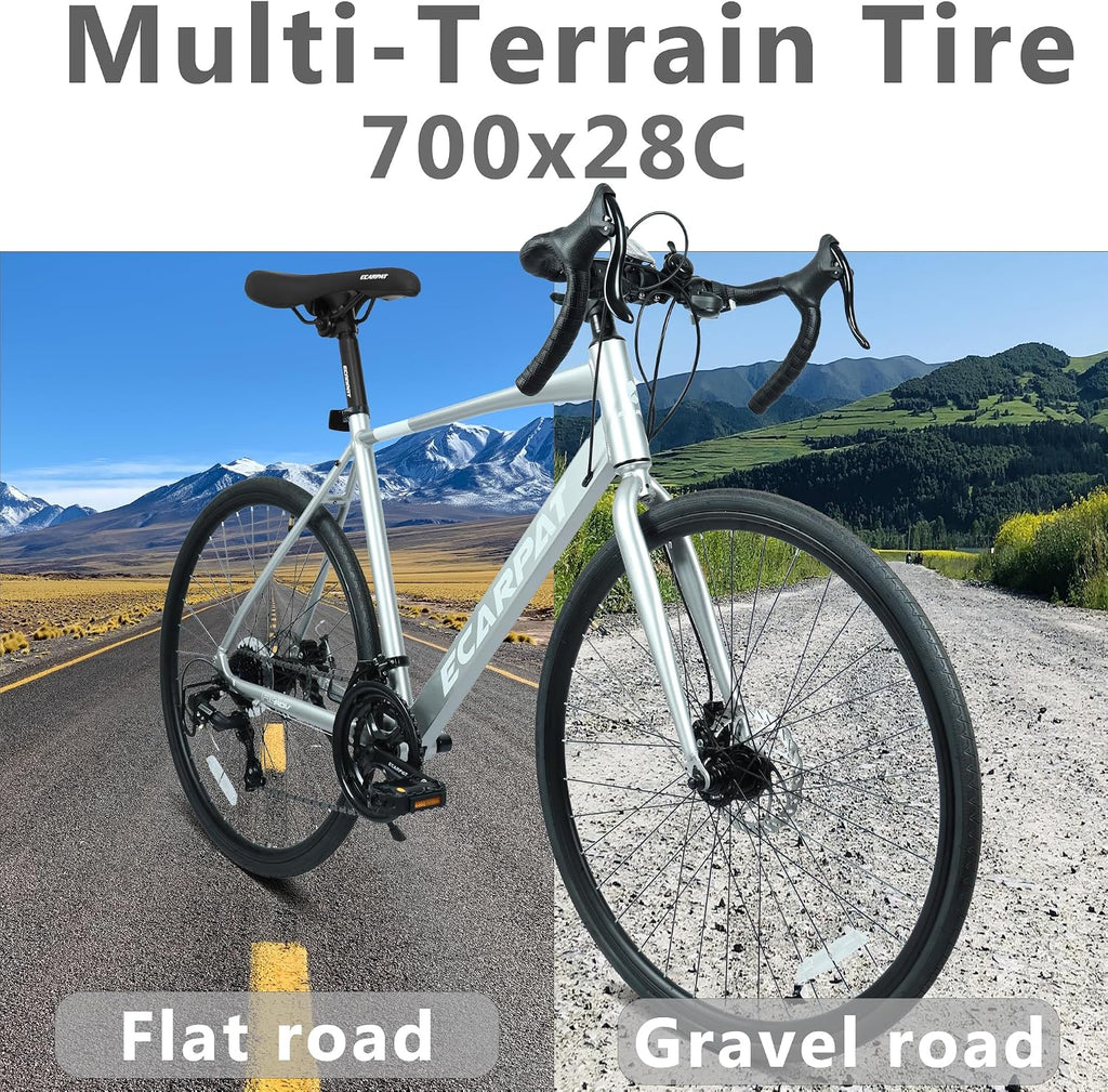 Road Bike, 700C Wheel City Commuter Bicycle, 16 Speed Drop Bar, Fast Acceleration, Racing Bike with Disc Brakes, with Light Weight Aluminum Alloy Frame, Sport Bike, Urban Adult Bicycle