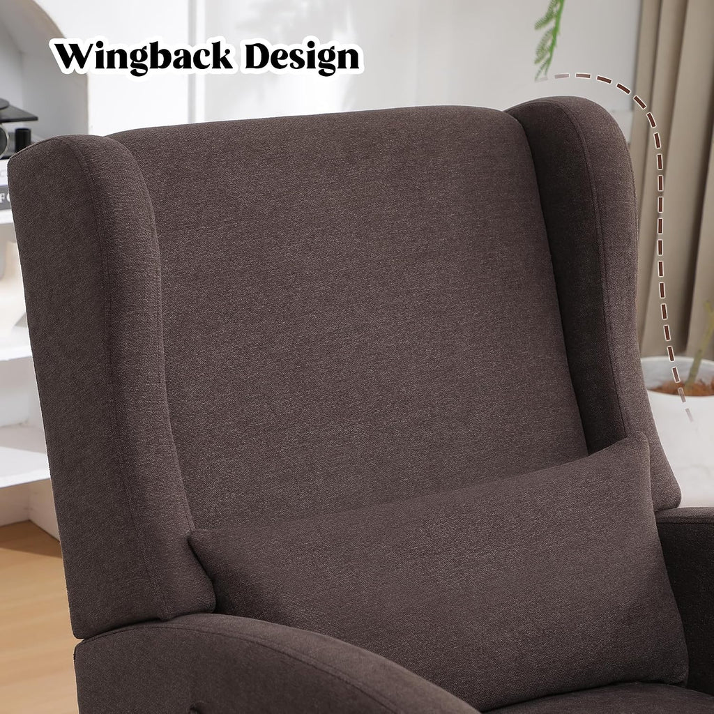 HCHAIRH Rocking Chair Nursery with Foot Rest, Wingback Nursery Rocking Chairs, Nursing Glider Rocker Chair with Pillow and High Back for Nursery, Living Room, Bedroom, Coffee