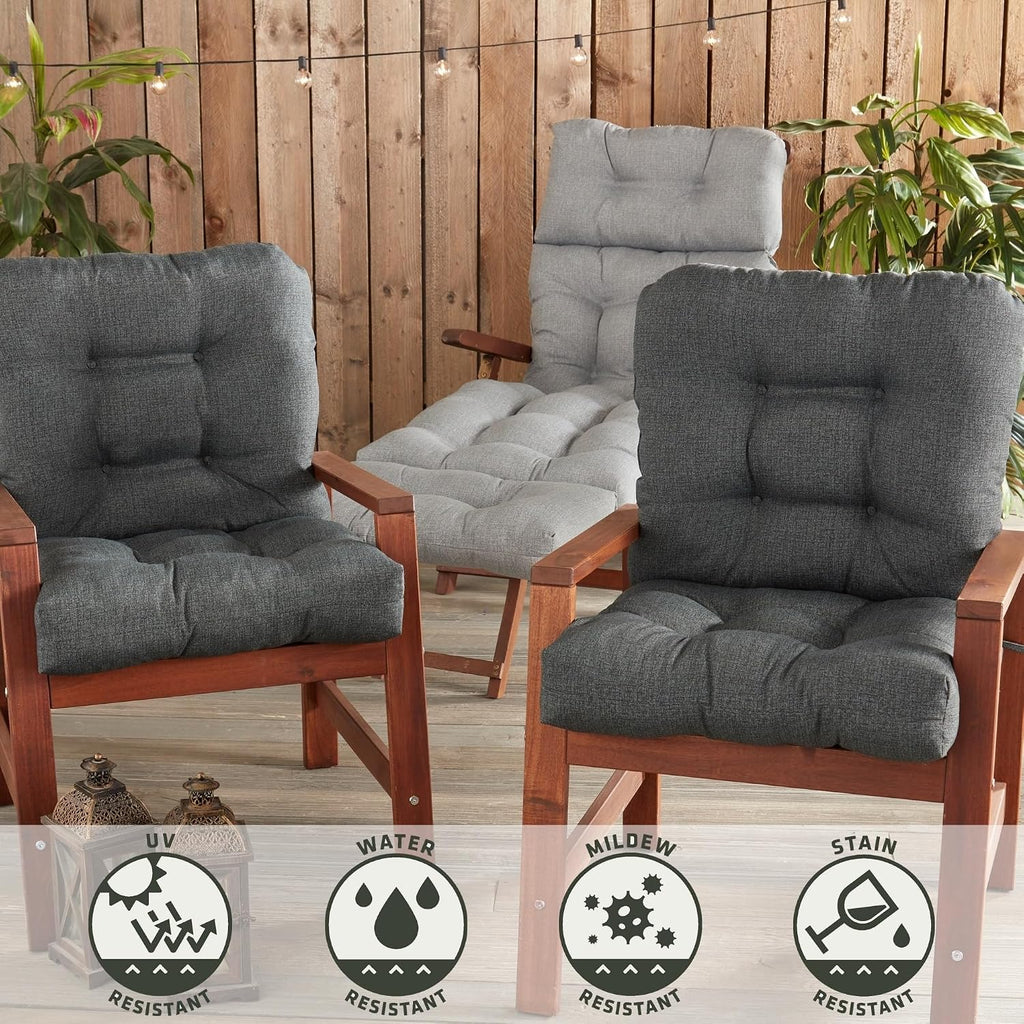 Greendale Home Fashions Outdoor 42x21-inch Seat/Back Chair Cushion (Set of 2), Graphite