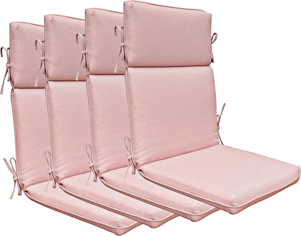 Indoor Outdoor High Back Chair Cushions Replacement Patio Chair Seat Cushions Set of 4 ( Mixed Coral/White)