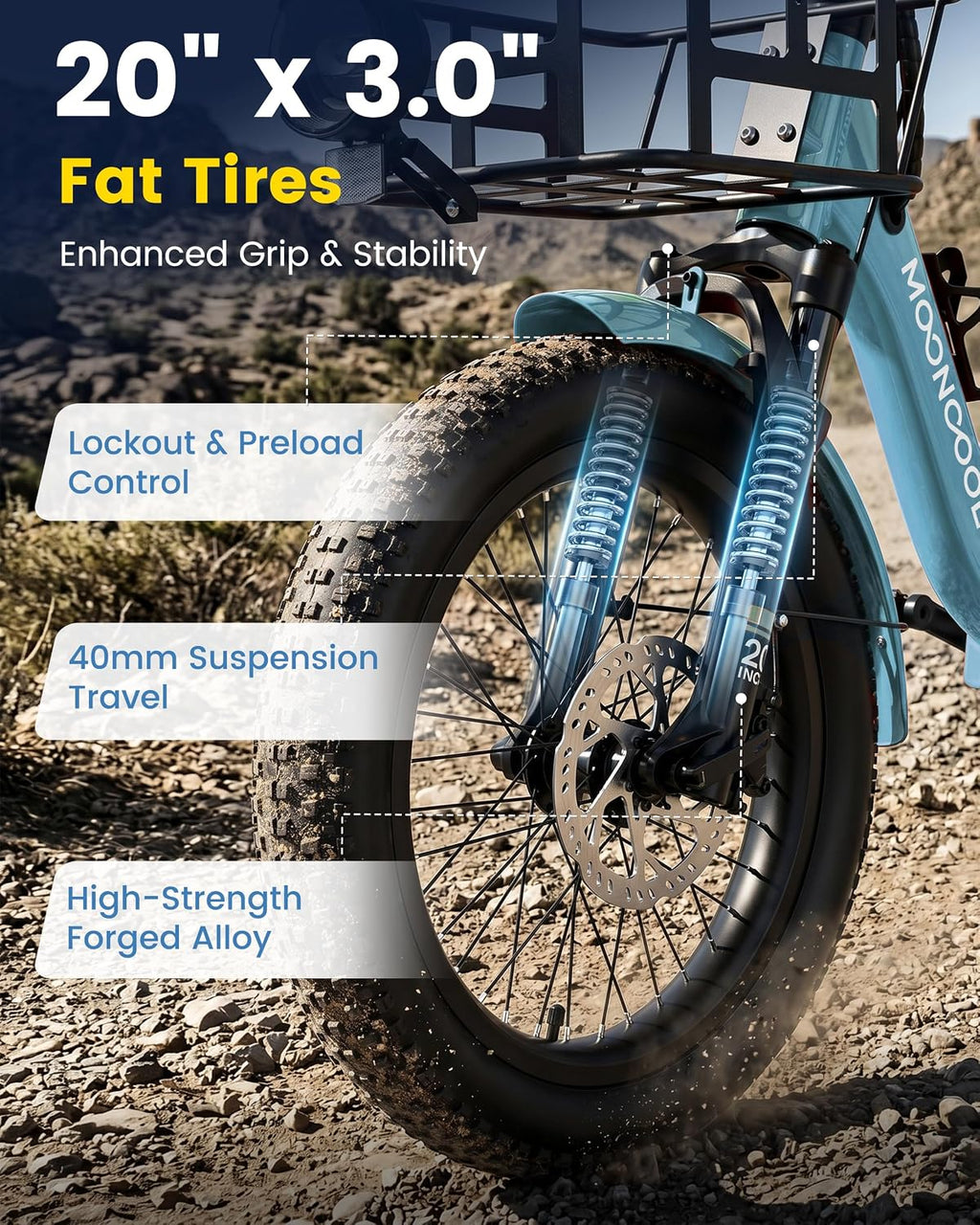 MOONCOOL Electric Trike for Adults, 500W/750W 48V Electric Tricycle for Adults, 20'x3.0' Fat Tire 3 Wheel Electric Bike, Folding Aluminum Adult Tricycle with Removable Battery