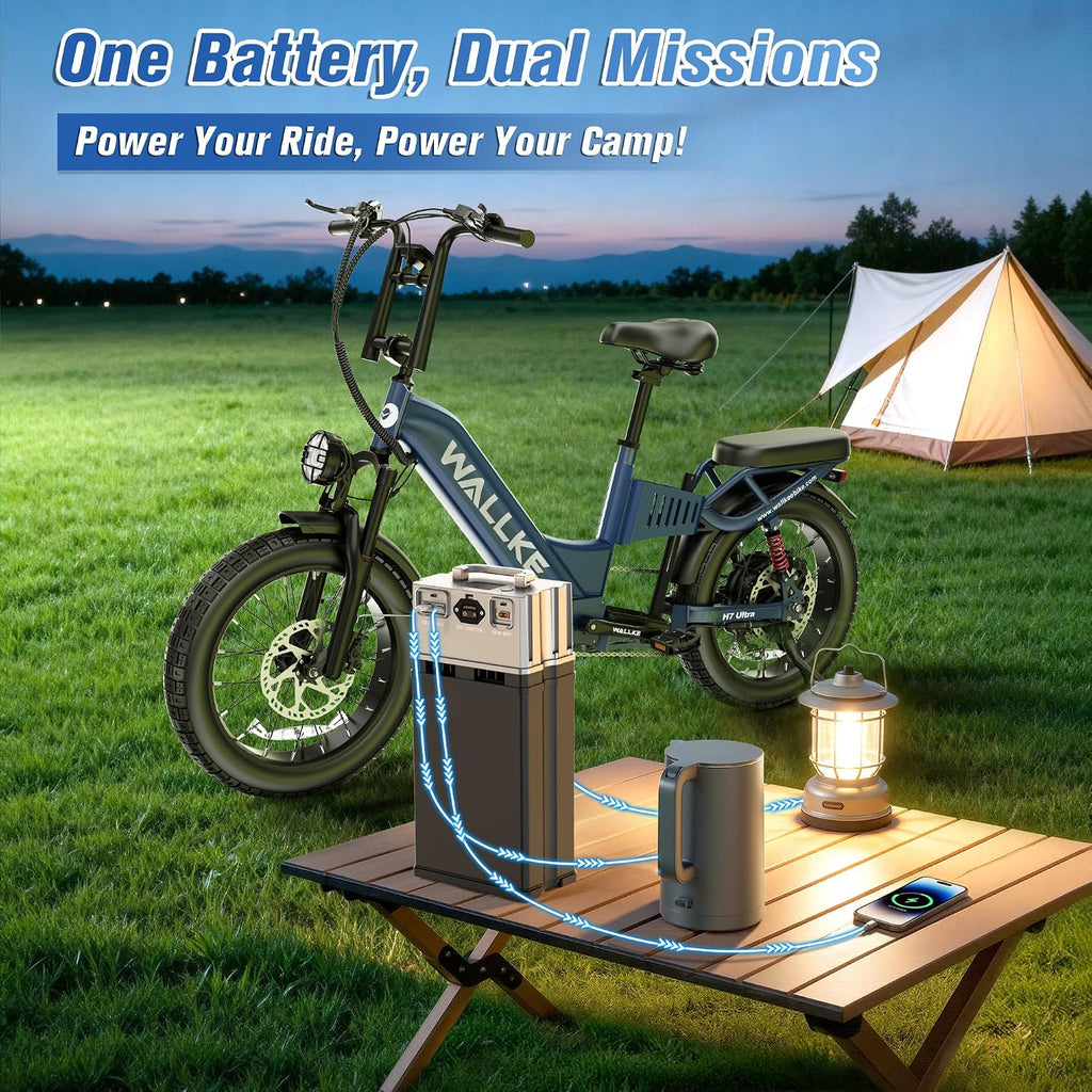 Wallke H7 Ultra 4000W 2-in-1 Electric Bike with 2640Wh Portable Power Station, 48V 55Ah Removable Battery, 37MPH Off-Road Fat Tire E-Bike for Adults, Fast E-Bike UL2849 Compliant