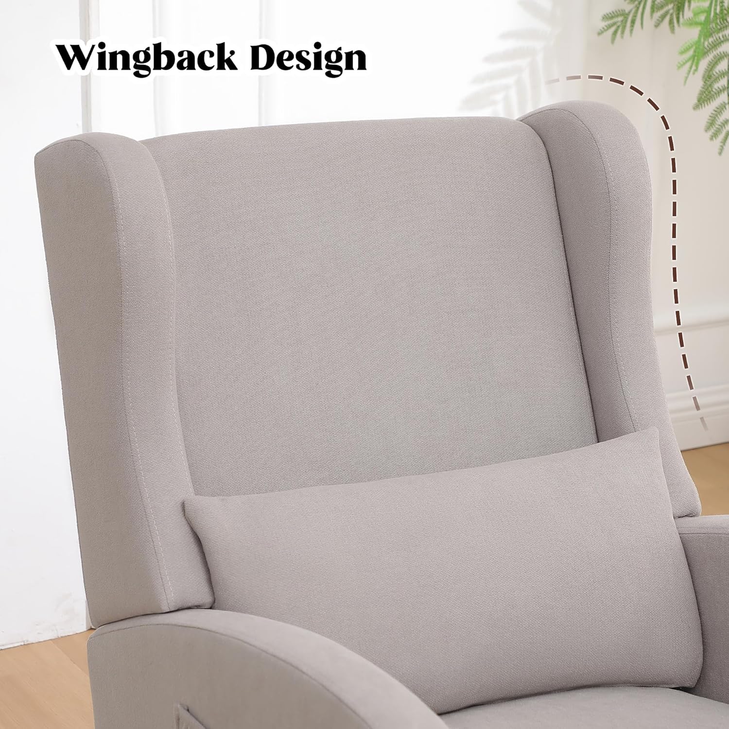 HCHAIRH Rocking Chair Nursery, Nursery Rocking Chairs with Foot Rest, Comfy Glider Rocker Nursing Chair with Back Pillow for Nursing, Living Room, Bedroom, Light Grey