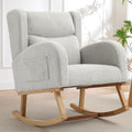 HCHAIRH Nursery Rocking Chairs Upholstered Rocking Chair for Nursery Cozy High Backrest Modern Indoor Rocking Chair for Living Room Bedroom Adults (Teddy Light Gray)