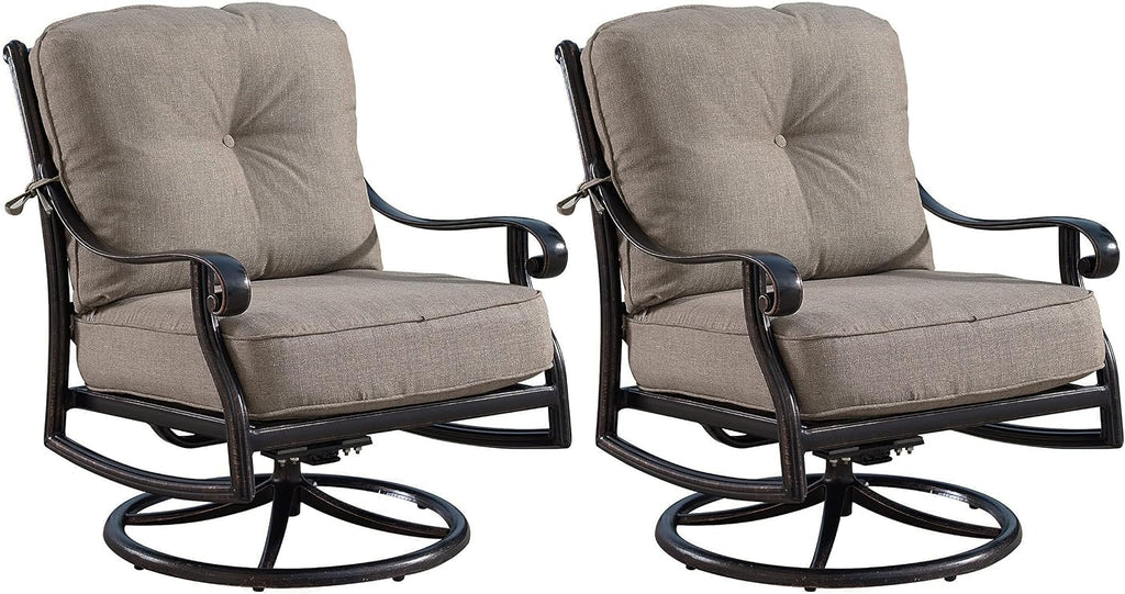 Oakland Living Aluminum Outdoor Swivel Club Finish with Thick Tan Polyester Cushions (Set of 2) Deep Seating Rocking Chairs, Antique Copper (AZCANYON-2CHAIR-AC)