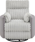 Power Swivel Rocker Recliner for Adults, Cozy Corduroy Recliner Chair with 2 Pillows for Bedroom, Electric Glider Rocking Nursery Chairs for Living Room (Light Grey)