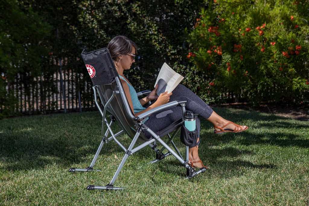 Picnic TIME NCAA Unisex-Adult NCAA Outdoor Rocking Camp Chair, XL Heavy Duty Camping Chair for Adults