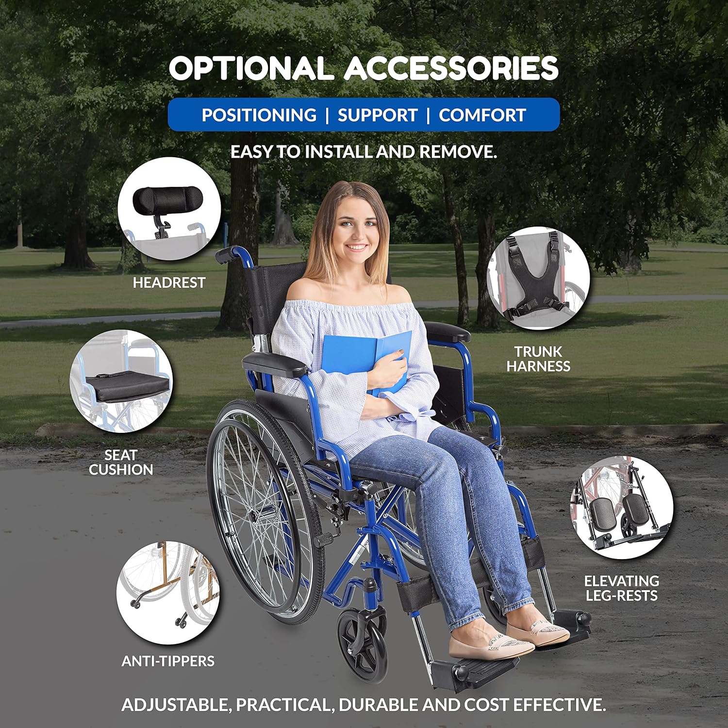 Ziggo 16' Seat Width Pediatric Wheelchair for Kids & Children, Lightweight, Manual Folding Wheelchair w/Safety Belt, Swing-Away Foot Support w/Straps, Desk Length Arm Rests