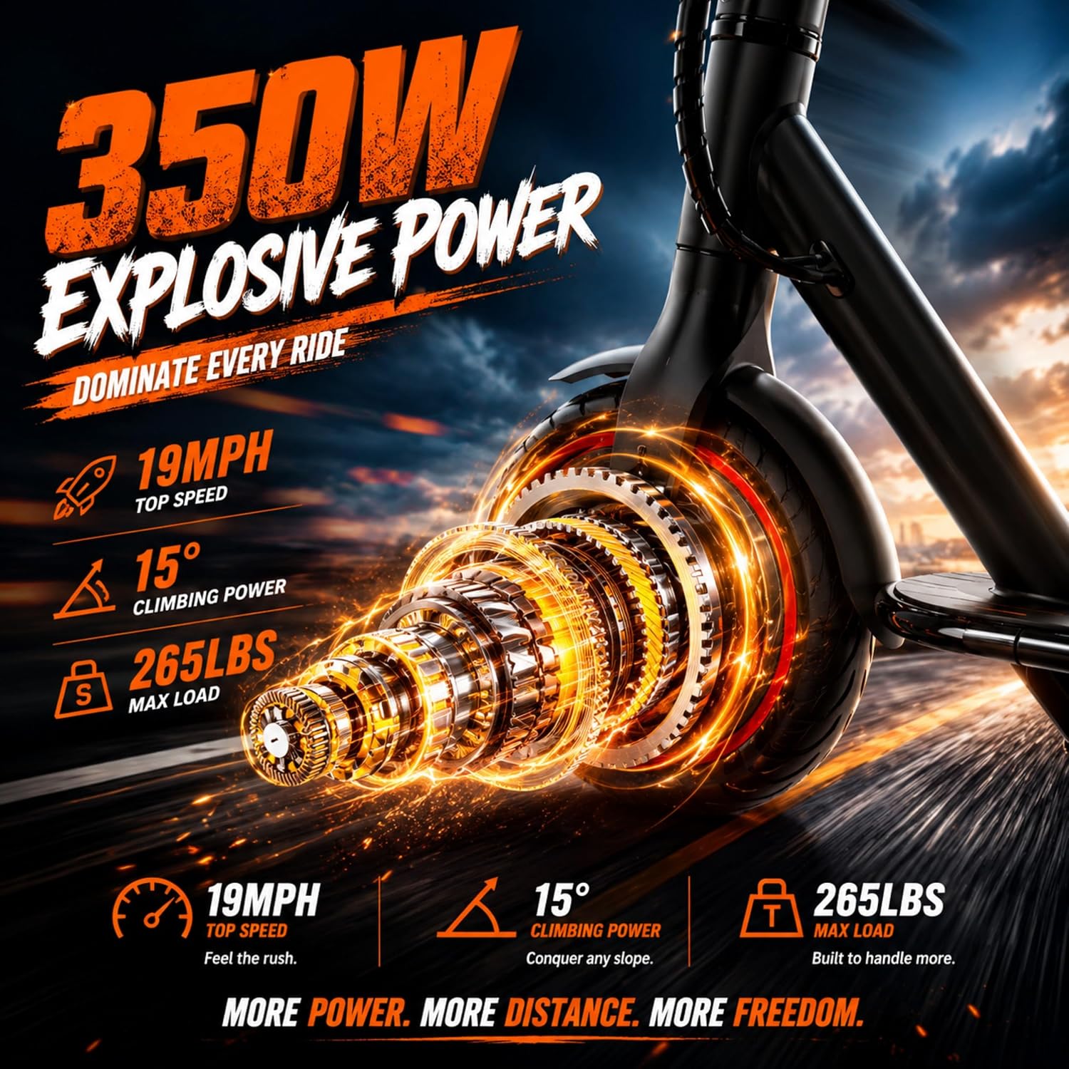Electric Scooter, 350W-500W Motor, 9 MPH to 22MPH, 10-41 Miles Range, Dual Suspension, Dual Braking, App Control, Foldable Commuter E Scooter for Adults and Teens