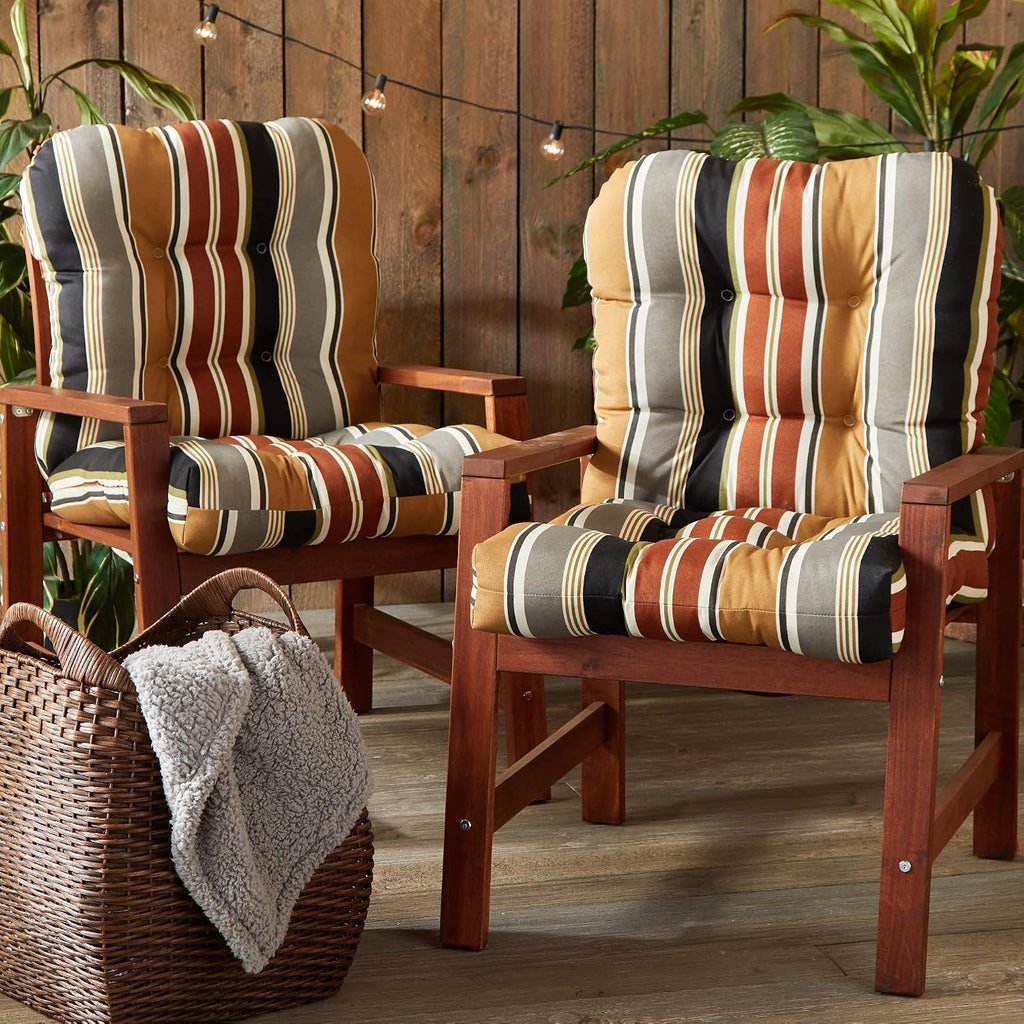 Greendale Home Fashions Outdoor 42x21-inch Seat/Back Chair Cushion (Set of 2), Espresso Stripe