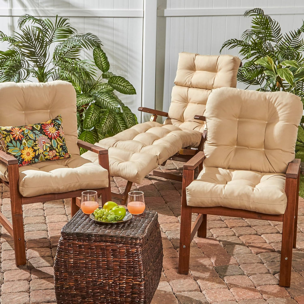 Greendale Home Fashions Outdoor 42x21-inch Seat/Back Chair Cushion (Set of 2), Sanddollar