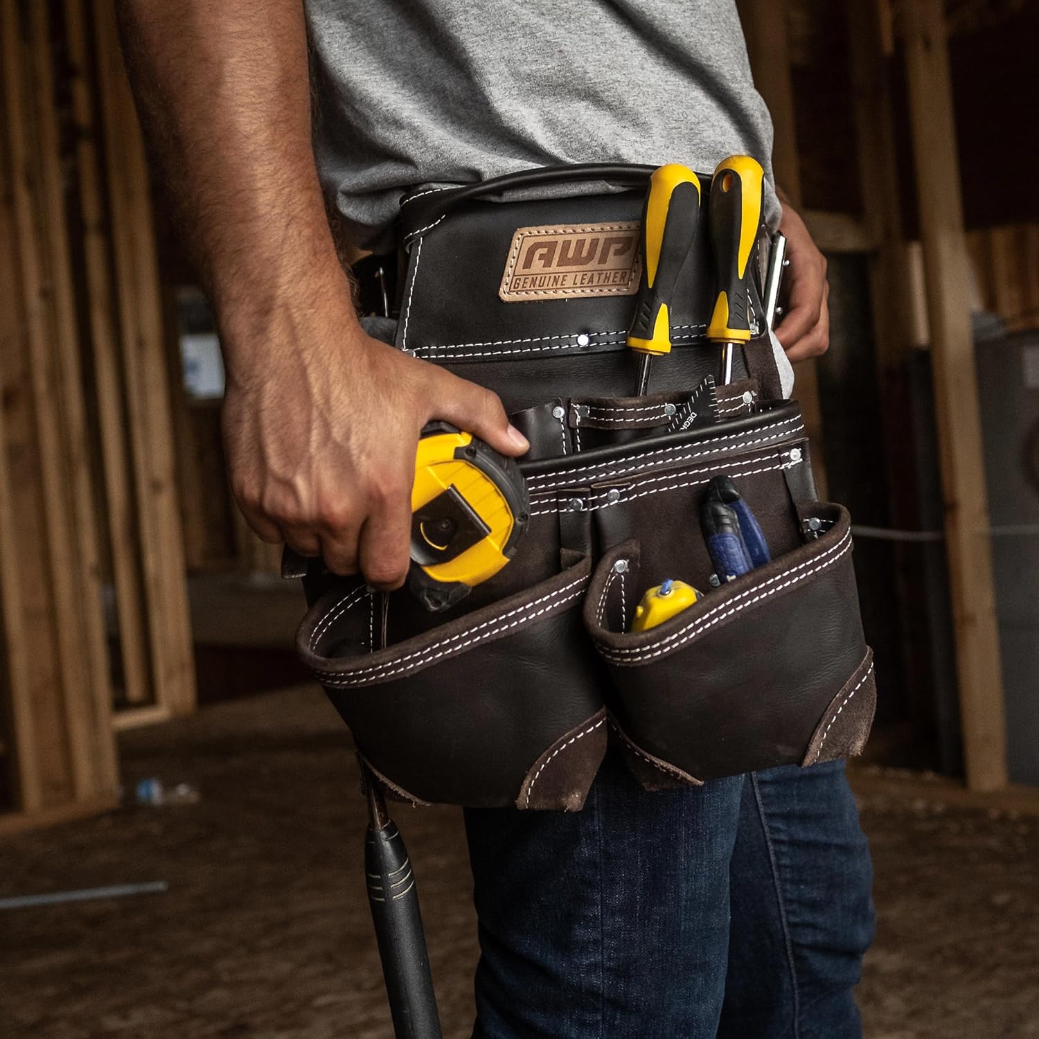 AWP Tool Belt Tool Rig, Durable Premium Utility Belt Organizer for Men & Women, Utility Work, Electrician, Mechanic