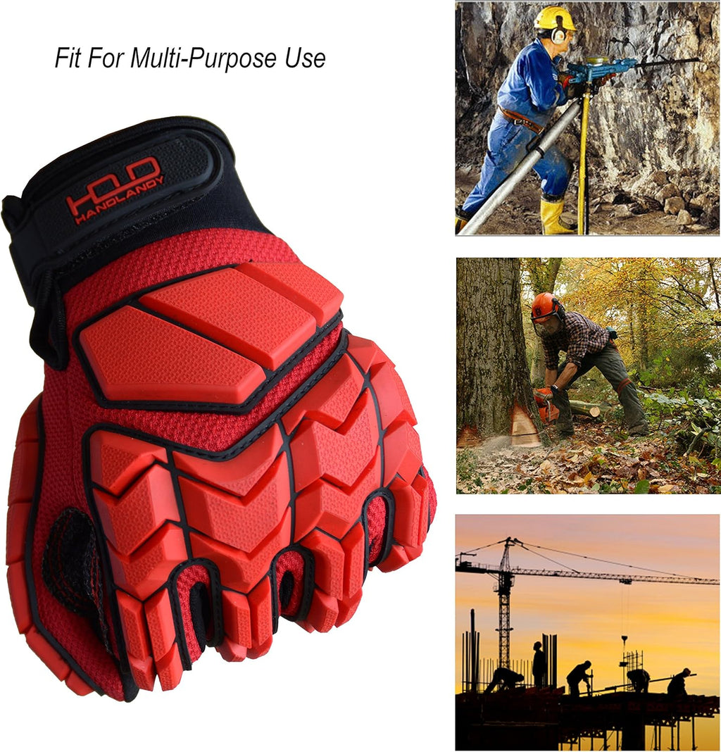 HANDLANDY Anti Vibration Gloves, SBR Padding, TPR Protector, Mechanic Work Gloves