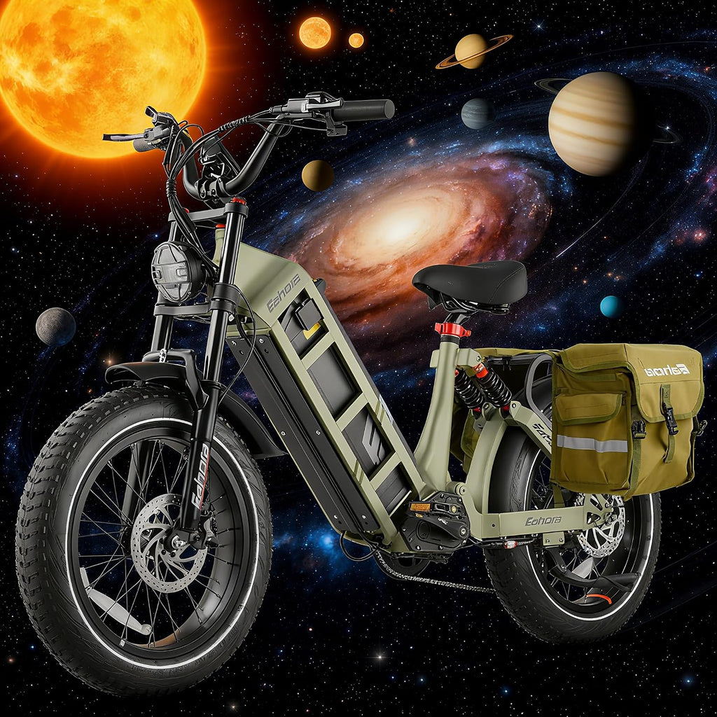 2026 Eahora 5400W Juliet Pro 2 Electric Bike for Adults 43MPH Dual Motor 70Ah Ebike 200Miles Long Range Electric Bicycle, 20'' Fat Tire Full Suspension Electric Mountain Bike for Commuting/Delivery