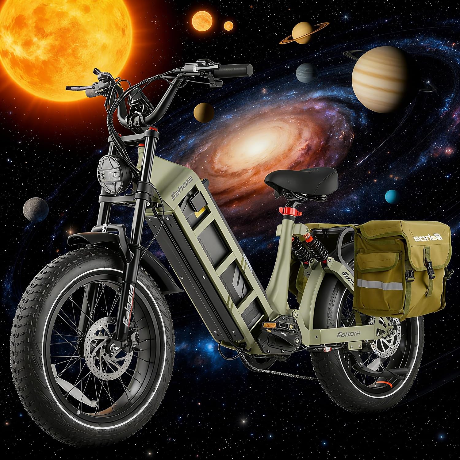 2026 Eahora 5400W Juliet Pro 2 Electric Bike for Adults 43MPH Dual Motor 70Ah Ebike 200Miles Long Range Electric Bicycle, 20'' Fat Tire Full Suspension Electric Mountain Bike for Commuting/Delivery