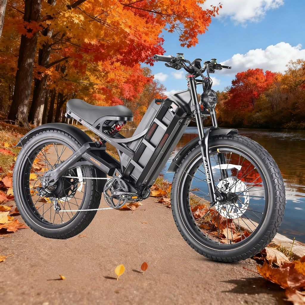 eAhora 2025 Romeo Ultra/Romeo 2 Peak 3000W/2500W 42/40 Mph Electric Bike for Adults 60V 70Ah/52V 60Ah 100-200Miles Long Range Ebike 26' Fat Tire Full Suspension Electric Bicycle