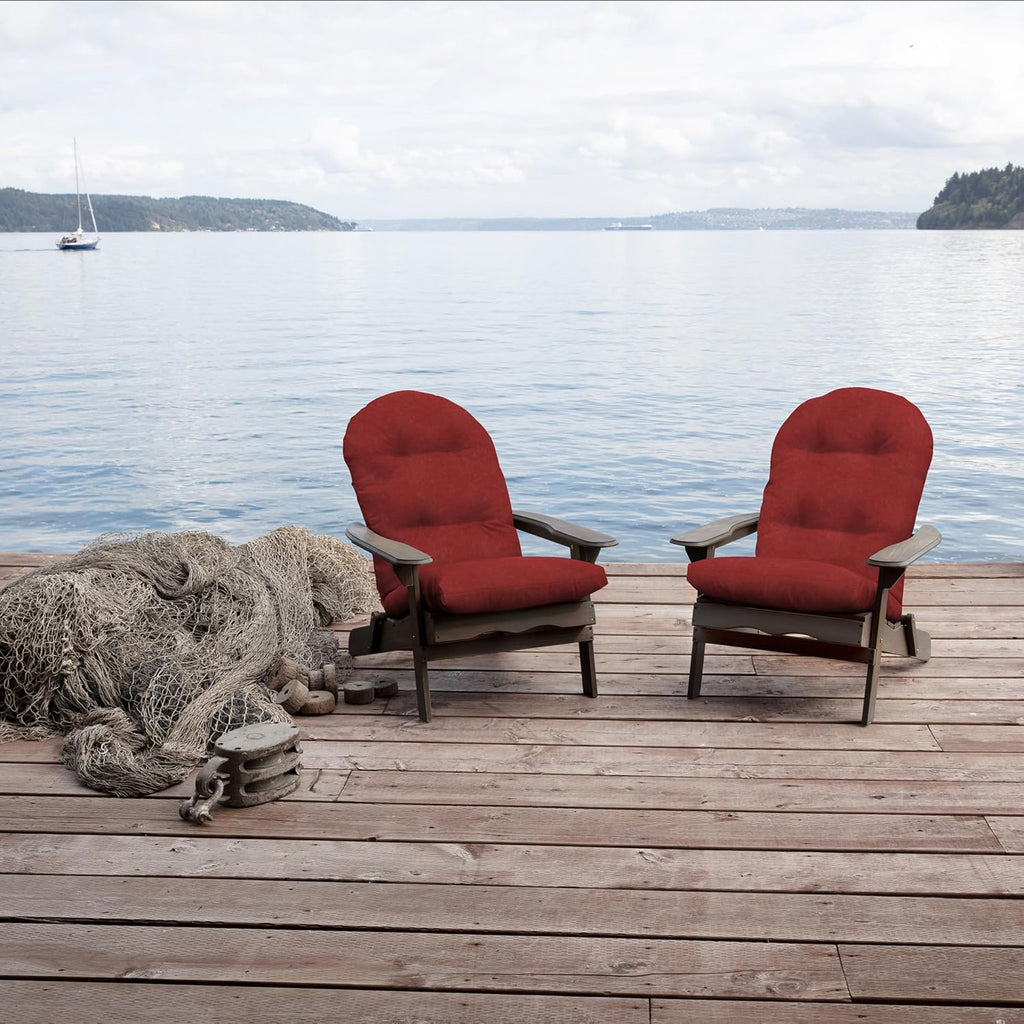 ARDEN Oceantex Indoor/Outdoor Plush Modern Tufted Adirondack Cushion, 2-Pack, 21.5 x 19, Water Repellent, Rain Proof, Fade Resistant Cushion For Rocking Chair Or Adirondack Nautical Red