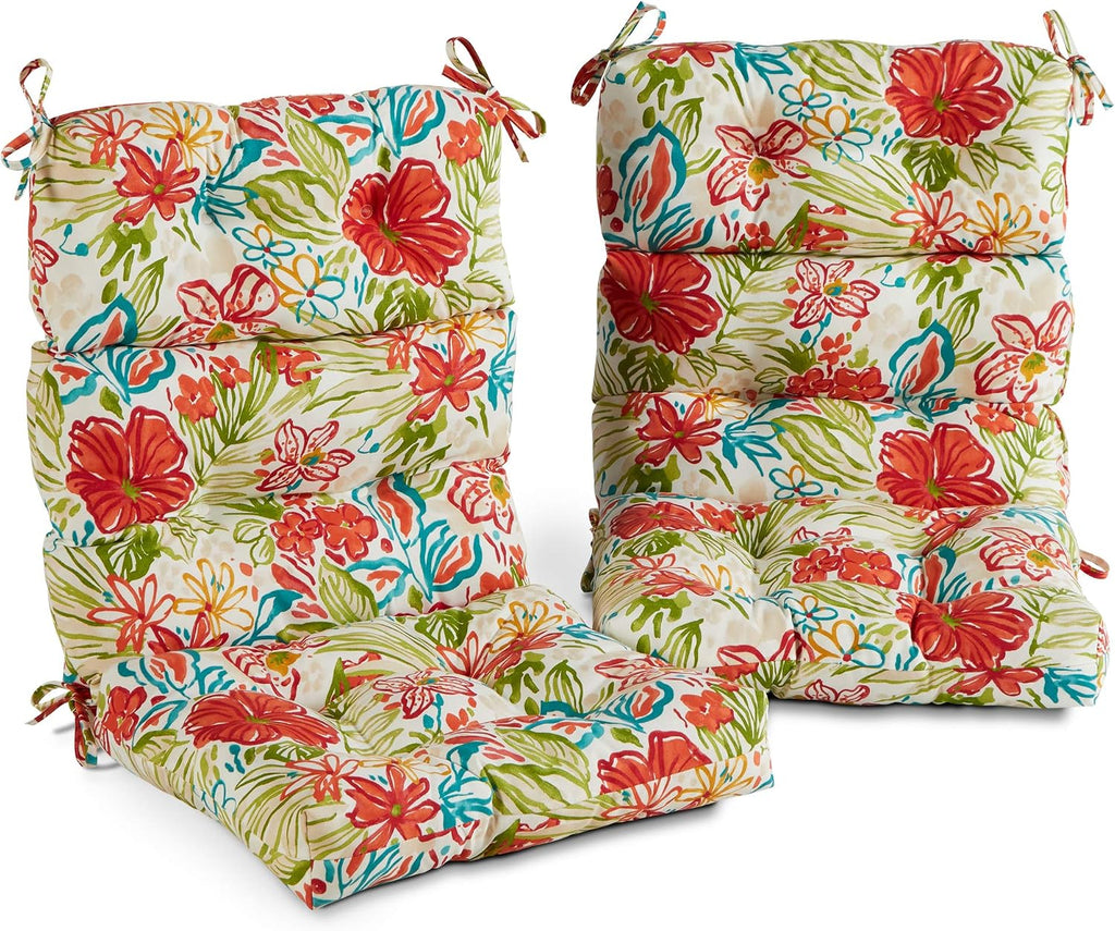 Greendale Home Fashions Outdoor 44x22-inch High Back Chair Cushions (Set of 2), Garden Floral