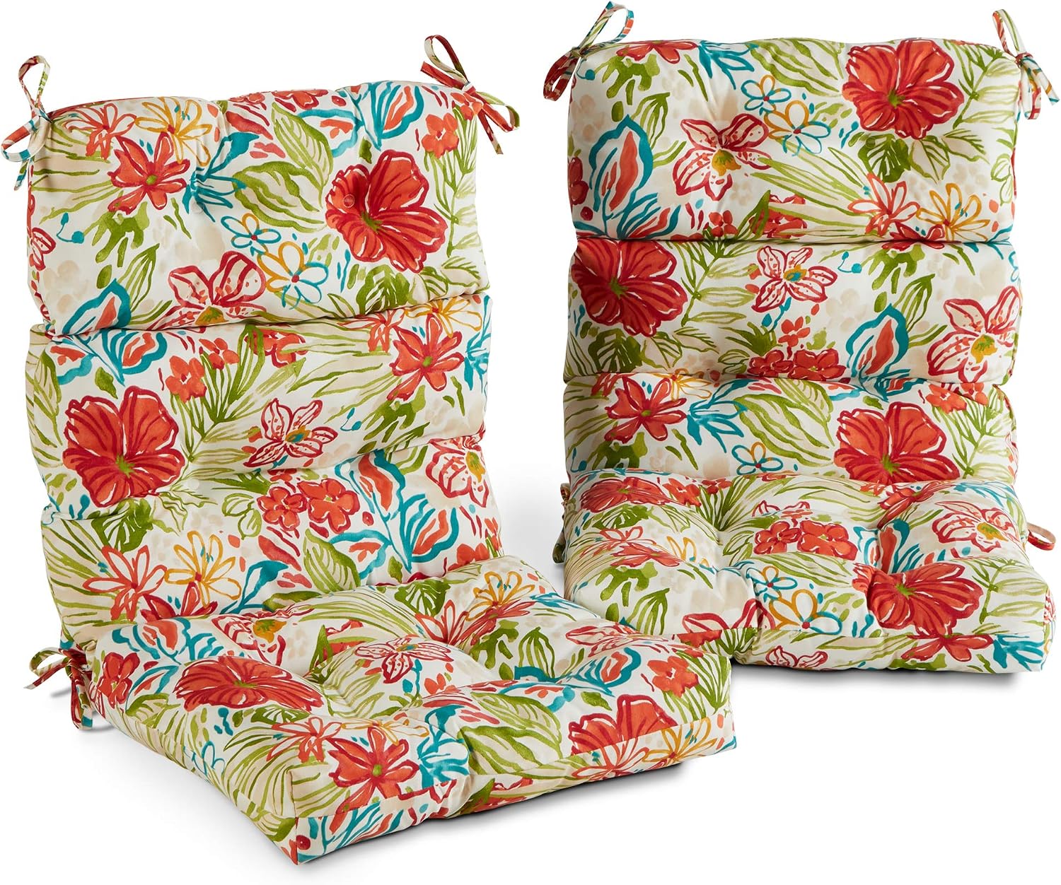 Greendale Home Fashions Outdoor 44x22-inch High Back Chair Cushions (Set of 2), Garden Floral