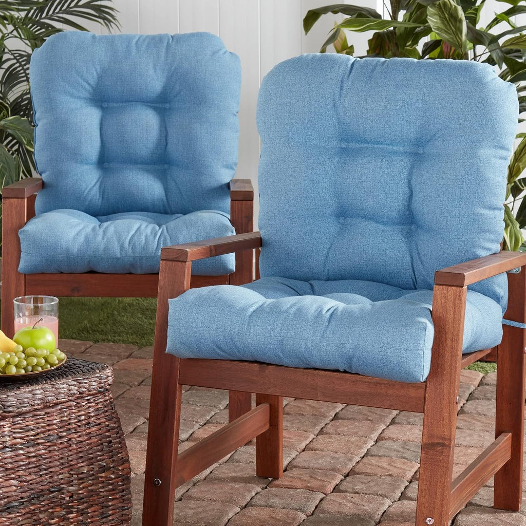 Greendale Home Fashions Outdoor 42x21-inch Seat/Back Chair Cushion (Set of 2), Blue Heather