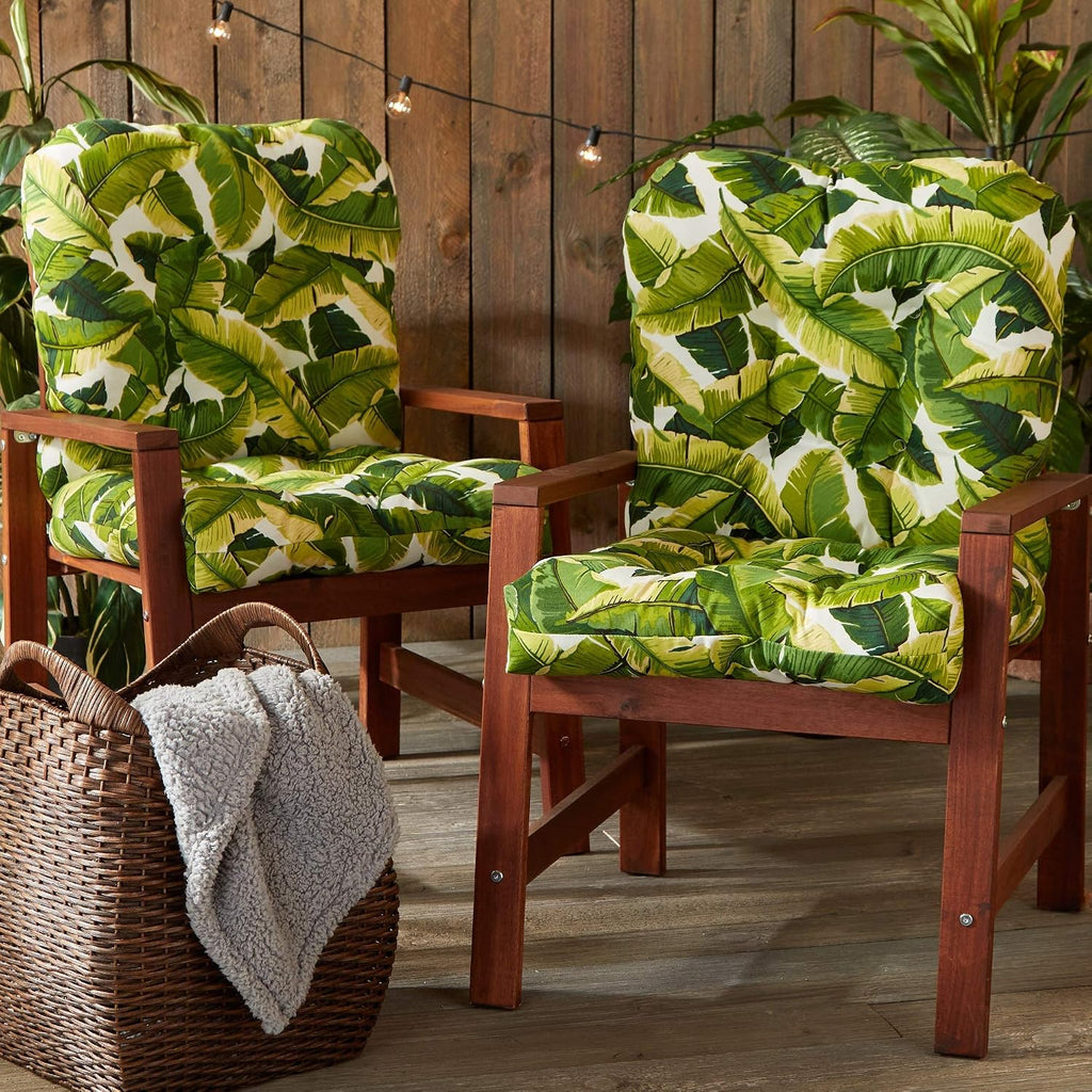 Greendale Home Fashions Outdoor 42x21-inch Seat/Back Chair Cushion (Set of 2), Tropical White