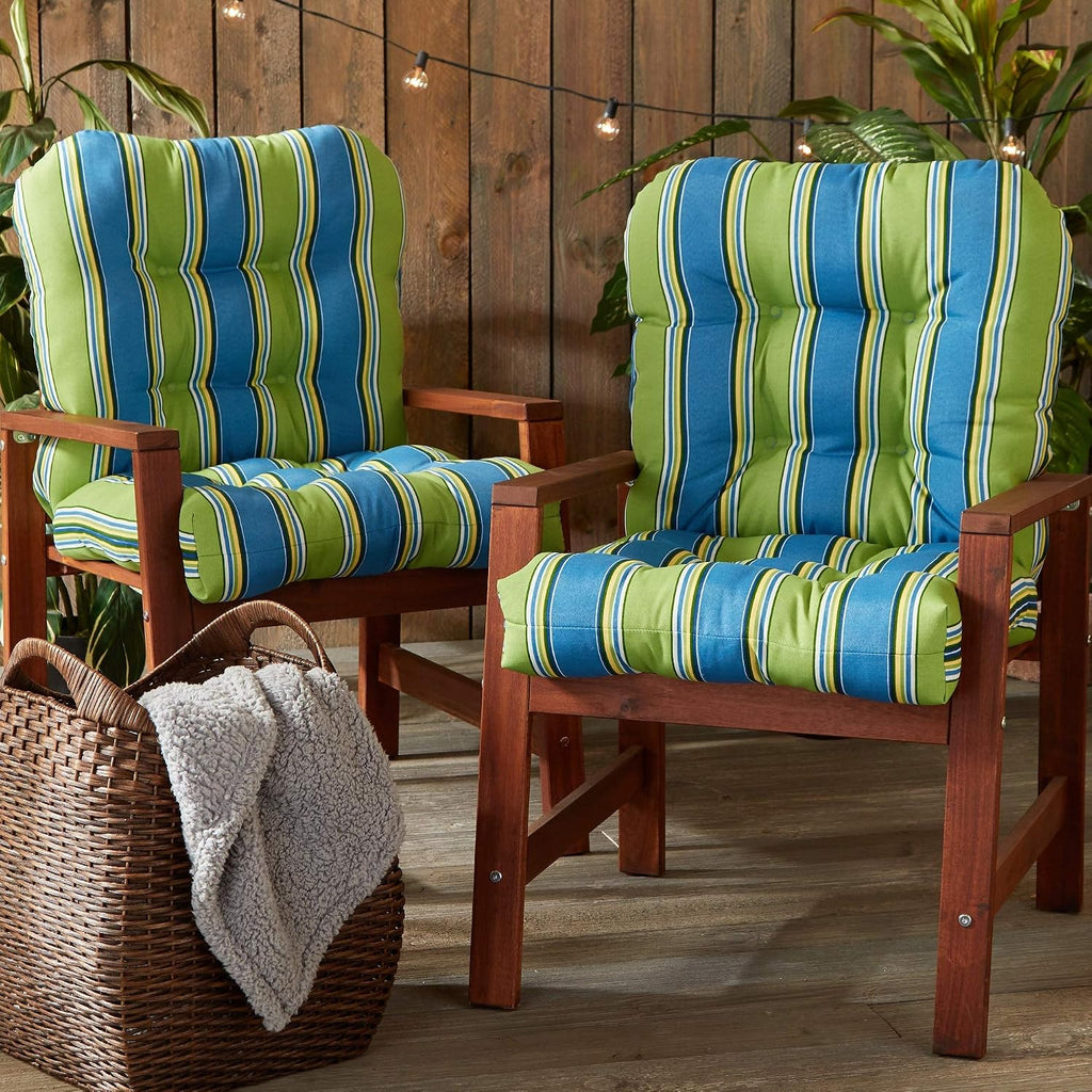 Greendale Home Fashions Outdoor 42x21-inch Seat/Back Chair Cushion (Set of 2), Belize Stripe
