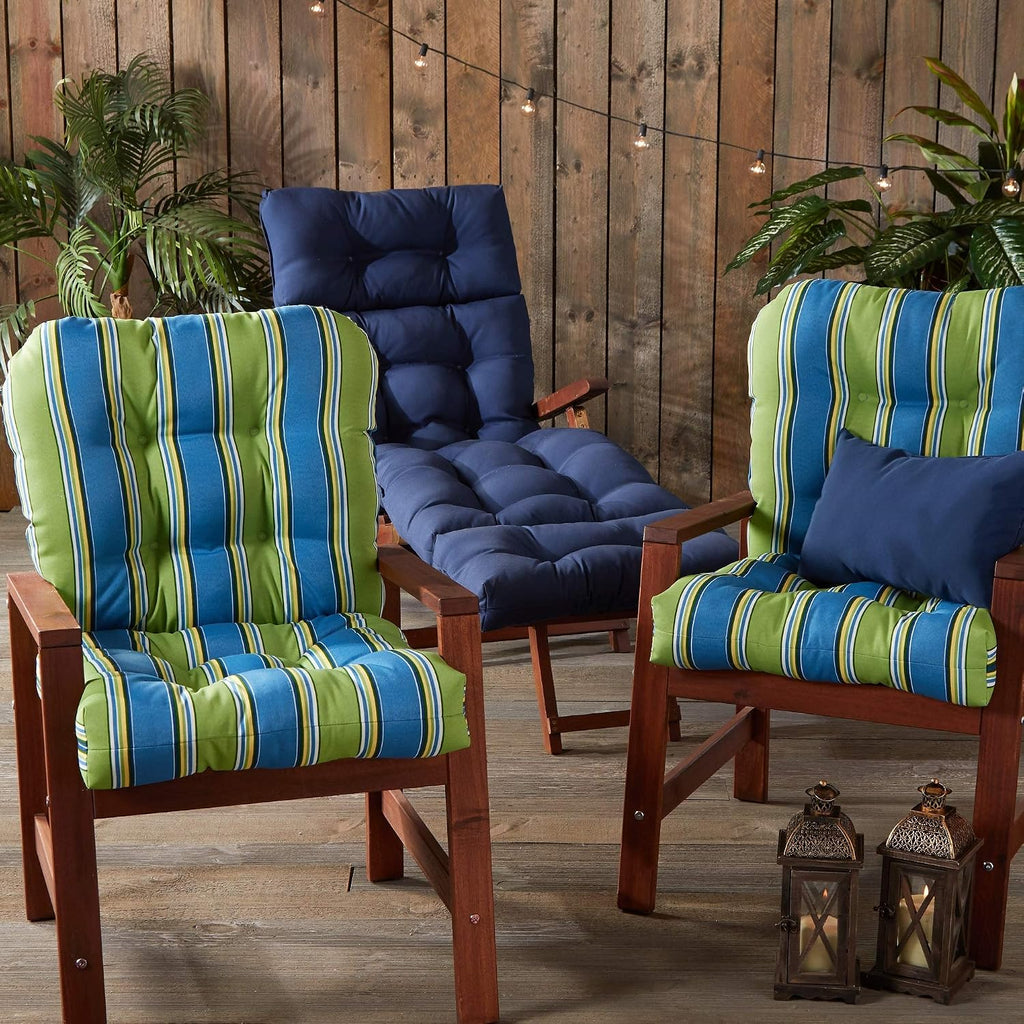 Greendale Home Fashions Outdoor 42x21-inch Seat/Back Chair Cushion (Set of 2), Belize Stripe