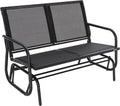 NUU GARDEN Porch Glider Heavy Duty 529 LBS, Iron Patio Glider Chairs Bench, 2-Seater for Backyard, Poolside, Garden, Black