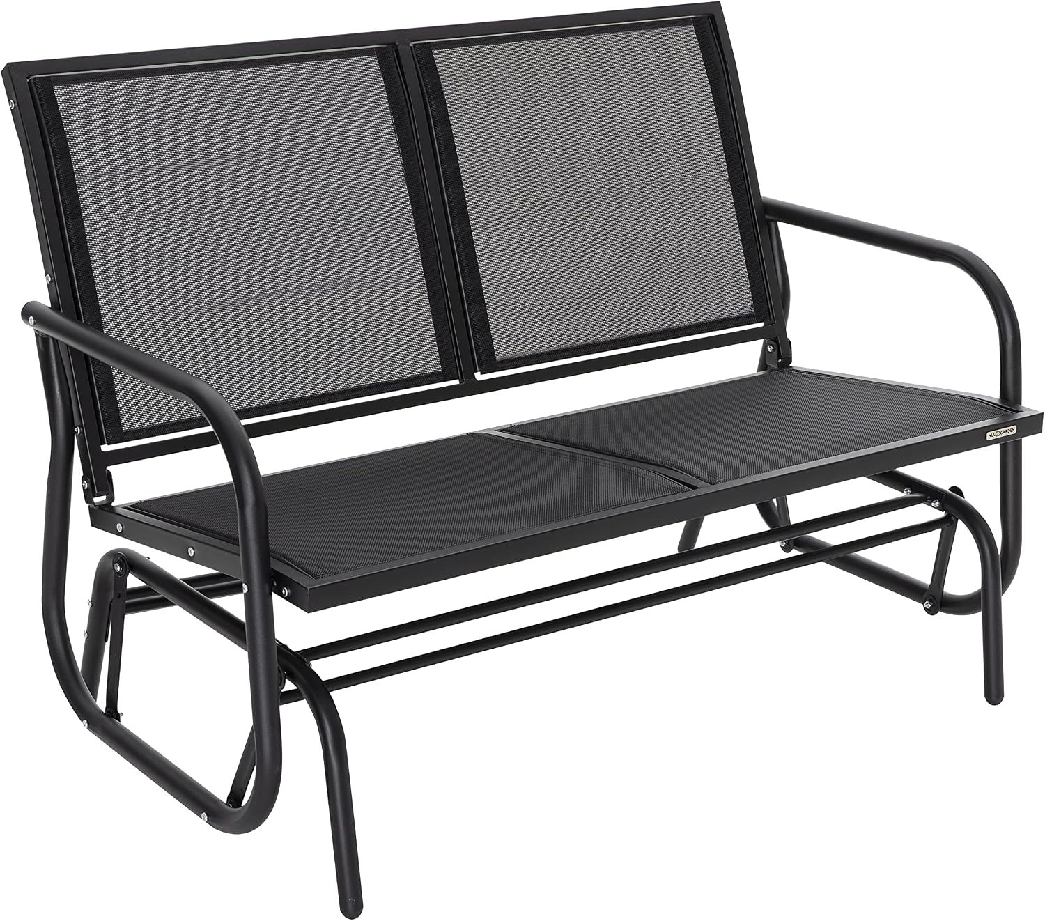 NUU GARDEN Porch Glider Heavy Duty 529 LBS, Iron Patio Glider Chairs Bench, 2-Seater for Backyard, Poolside, Garden, Black