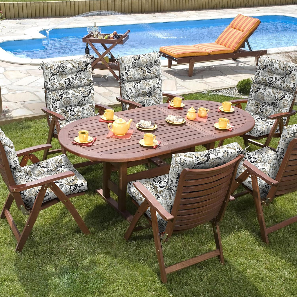 DYTXIII Outdoor High Back Chair Cushions Set of 2, Water Repellent Tufted Rocking Seat Cushions Replacement 44 x 22 Inch, Seat & Back Chair Pads for Patio, Balcony and Indoor Use -Dailey Tan
